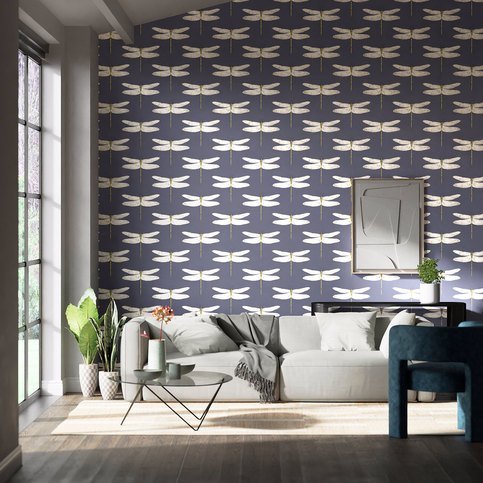 Demoiselle Ink/Chartreuse Wallcovering by Harlequin