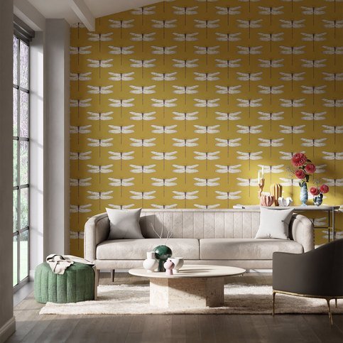 Demoiselle Ochre/Grape Wallcovering by Harlequin