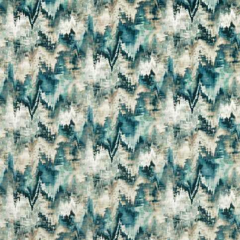 Distortion Adriatic/Ink/Parchment Fabric by Harlequin