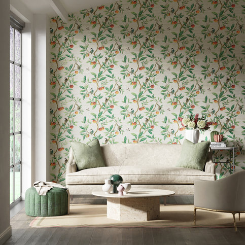 Ella Fig Blossom/Fig Leaf/ Nectarine Wallcovering by Harlequin