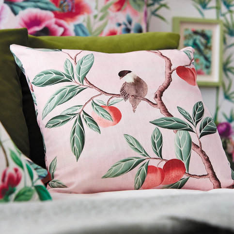 Ella Fig Powder/ Sage / Peach Fabric by Harlequin