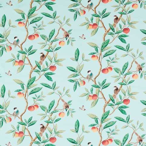 Ella Fig Sky/Fig Leaf/ Nectarine Fabric by Harlequin