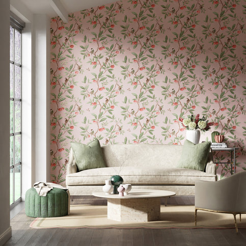 Ella Powder/ Sage / Peach Wallcovering by Harlequin