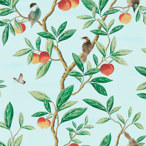 Ella Sky/Fig Leaf/ Nectarine Wallcovering by Harlequin