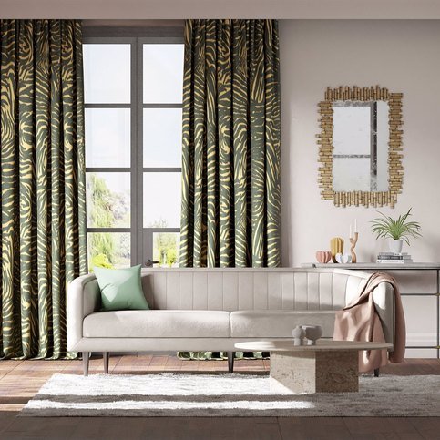 Equidae Black Earth/Brass Fabric by Harlequin