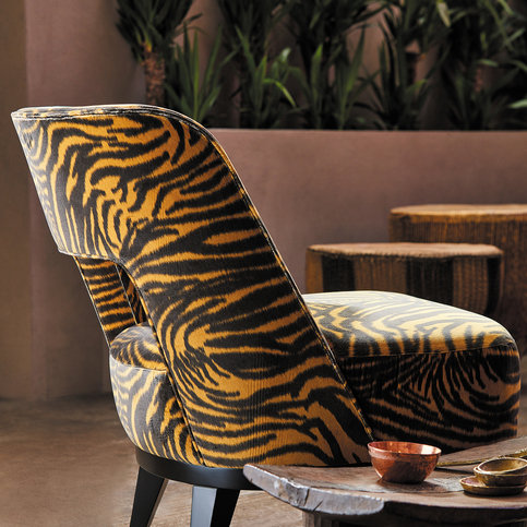 Equidae Onyx/Amber Light Fabric by Harlequin