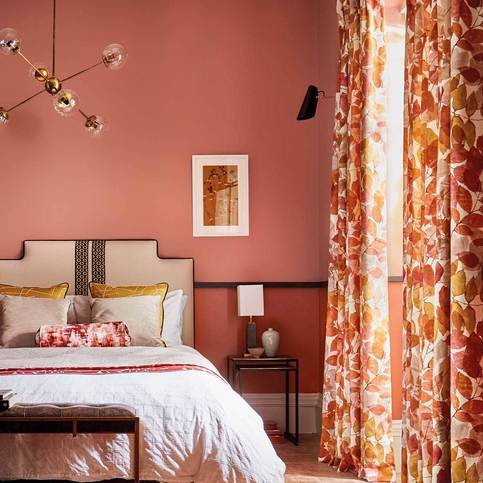 Expose Rosewood/Saffron/Parchment Fabric by Harlequin
