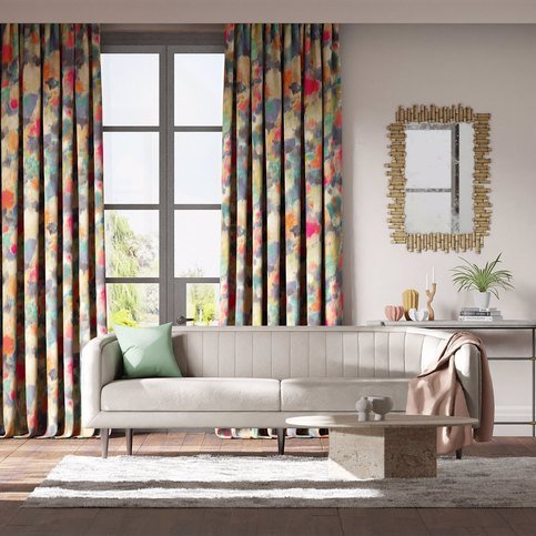 Exuberance Teal / Fuchsia / Mandarin Fabric by Harlequin
