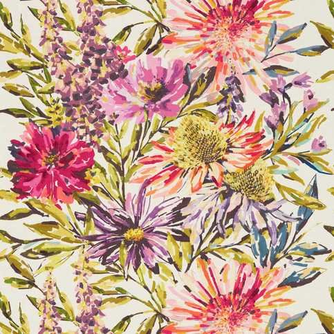 Floreale Fuchsia / Heather / Lime Fabric by Harlequin