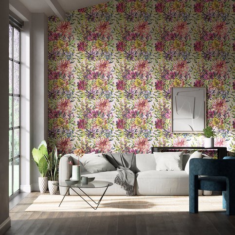 Floreale Tangerine/Fuchsia Wallcovering by Harlequin