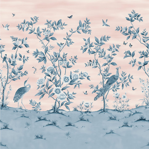 Florence Powder/ China Blue Wallcovering by Harlequin