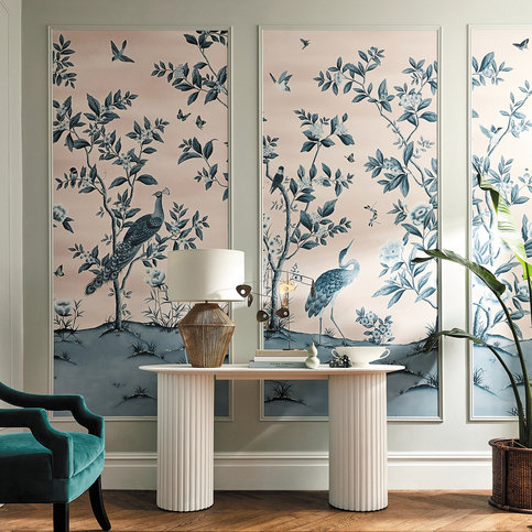 Florence Powder/ China Blue Wallcovering by Harlequin