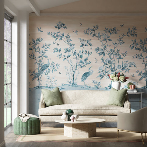 Florence Powder/ China Blue Wallcovering by Harlequin