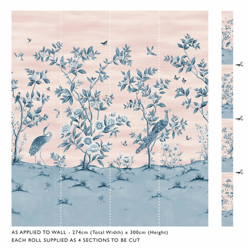 Florence Powder/ China Blue Wallcovering by Harlequin