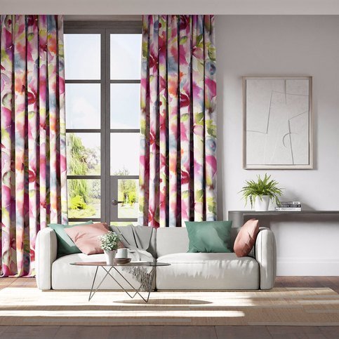 Flores Fuchsia/Zest/Azure Fabric by Harlequin