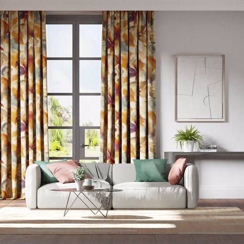 Flores Rust/Ruby/Nordic Blue Fabric by Harlequin