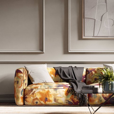 Flores Rust/Ruby/Nordic Blue Fabric by Harlequin