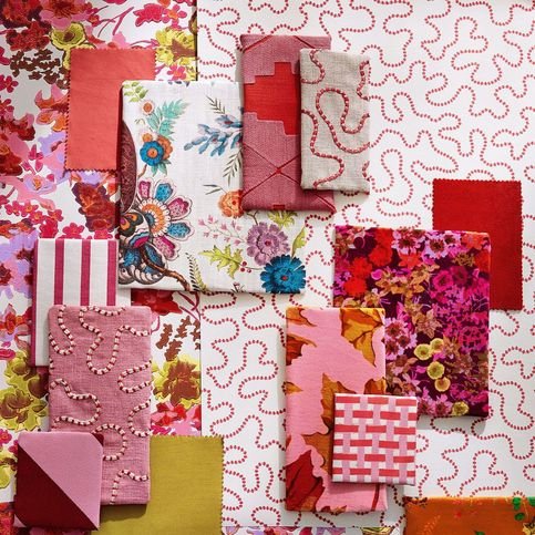 Garden Terrace Ruby/Rose Fabric by Harlequin X Sophie Robinson