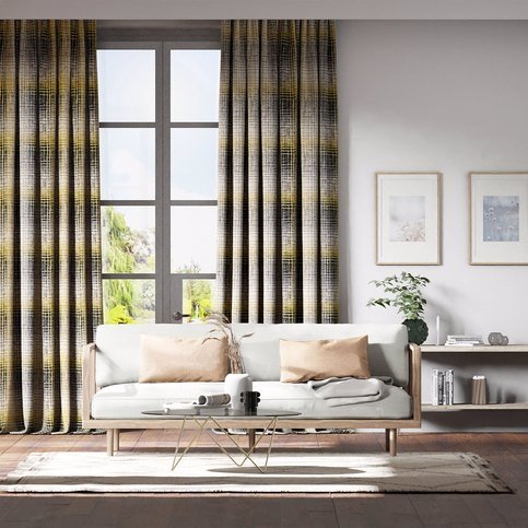 Hamada Charcoal/Gold Fabric by Harlequin