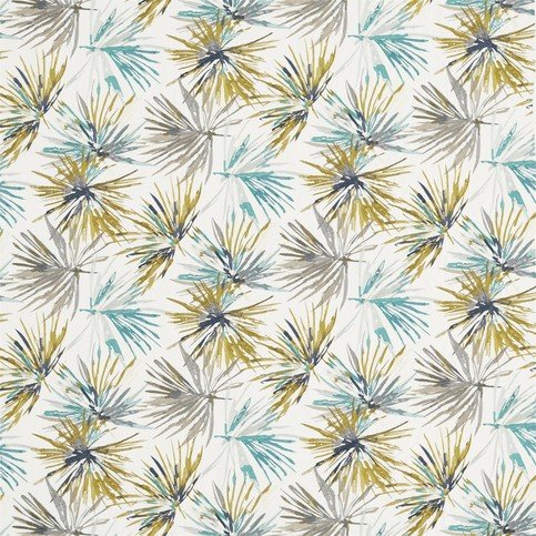 Aucuba Teal/Zest Fabric by Harlequin 
