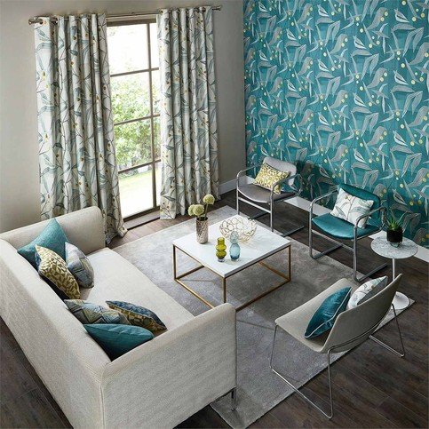 Entity Emerald/Ochre Fabric by Harlequin 