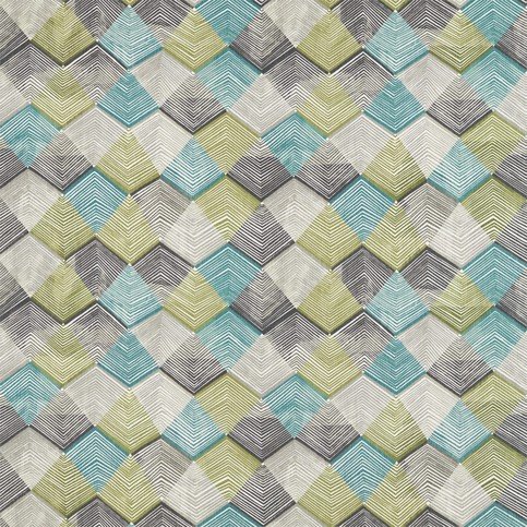Rhythm Teal/Linden/Charcoal Fabric by Harlequin 