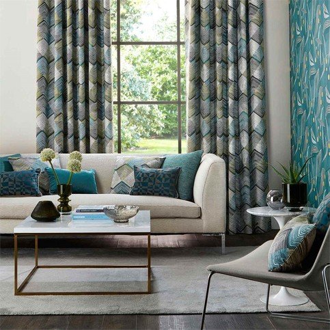 Rhythm Teal/Linden/Charcoal Fabric by Harlequin 
