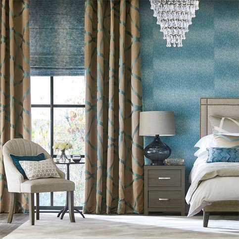Sumi Sepia/Teal Fabric by Harlequin 