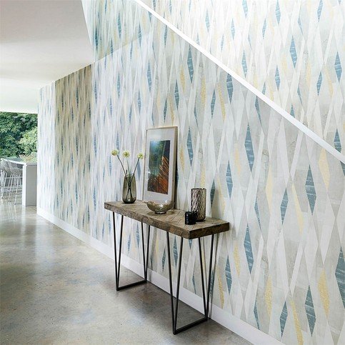 Vertices Ink/Gold Wallcovering by Harlequin 