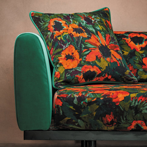 Helianthus Vermillion/Harissa/Fig Leaf Fabric by Harlequin