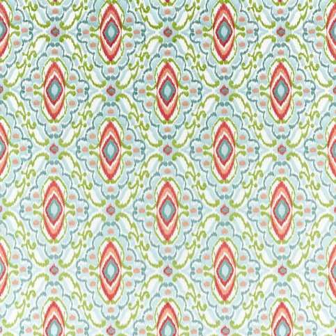 Ixora Sky/Cascade/Vermillion Fabric by Harlequin
