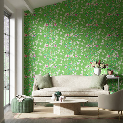 Lady Alford Apple/Magenta Wallcovering by Harlequin