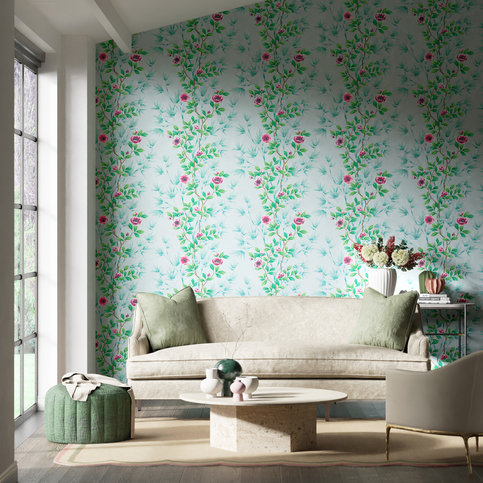 Lady Alford Sky/Magenta Wallcovering by Harlequin