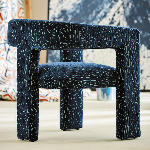 Lyrical Japanese Ink/Lagoon Fabric by Harlequin