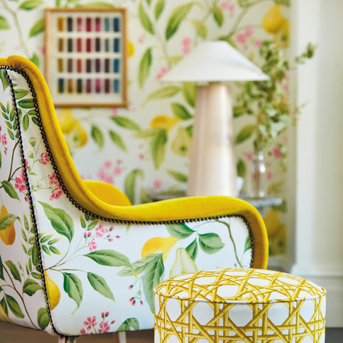 Marie Fig leaf/Honey/Blossom Fabric by Harlequin