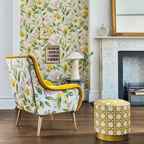 Marie Fig leaf/Honey/Blossom Wallcovering by Harlequin