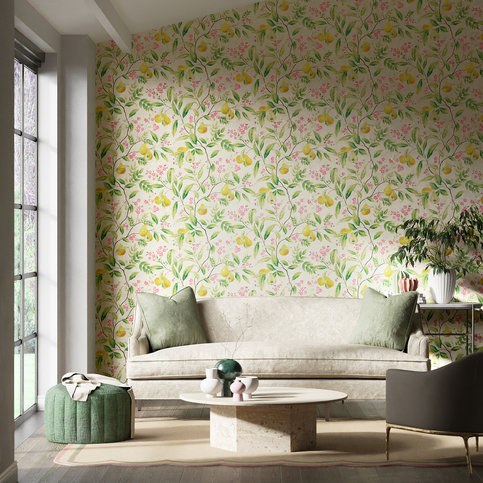 Marie Fig leaf/Honey/Blossom Wallcovering by Harlequin