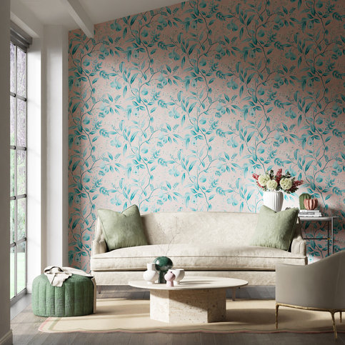 Marie Rose/ Lagoon Wallcovering by Harlequin