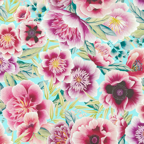 Marsha Aqua/Peony/Magenta Wallcovering by Harlequin