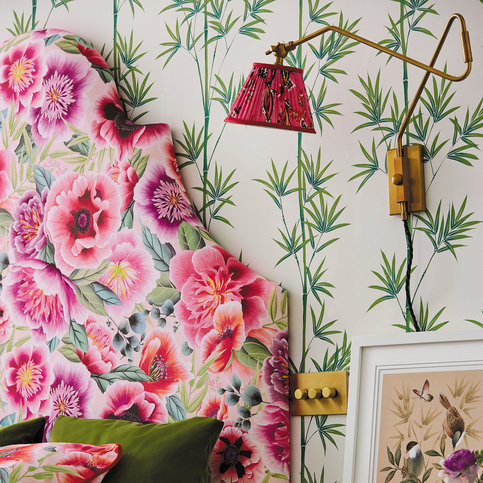 Marsha Powder/Peony/Magenta Fabric by Harlequin