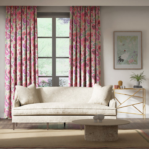 Marsha Powder/Peony/Magenta Fabric by Harlequin