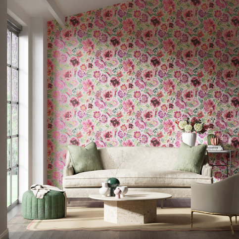Marsha Powder/Peony/Magenta Wallcovering by Harlequin