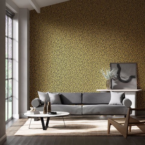 Melodic Gold/Black Earth Wallcovering by Harlequin