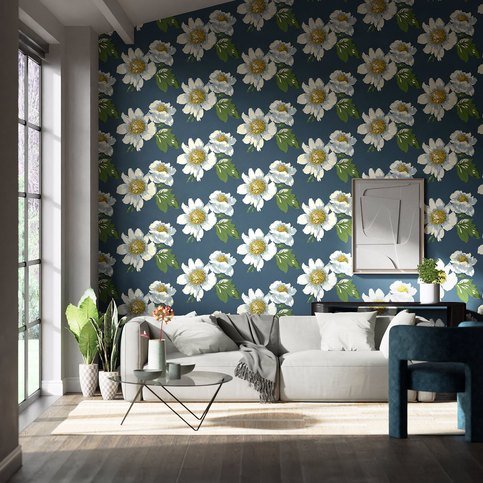 Paeonia Azurite/Meadow/Nectar Wallcovering by Harlequin
