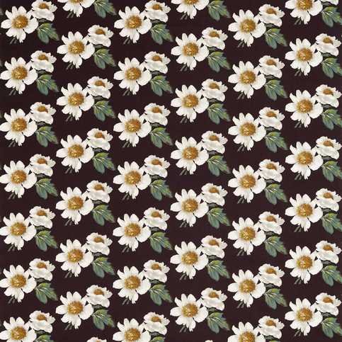 Paeonia Black Earth/Fig Leaf/Nectar Fabric by Harlequin