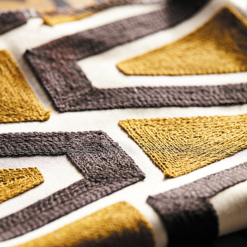 Perception Dijon/Black Earth/New Beginnings Fabric by Harlequin