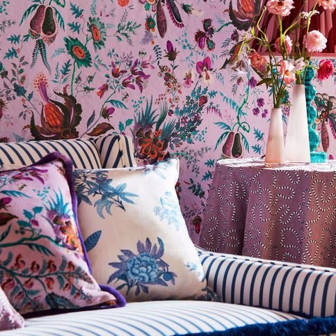 Ribbon Stripe Lapis Fabric by Harlequin X Sophie Robinson