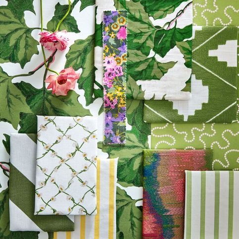 Ribbon Stripe Peridot Fabric by Harlequin X Sophie Robinson