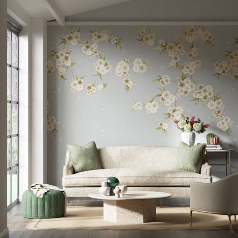 Rosa Feather Grey/ Paper Lantern/Oyster Wallcovering by Harlequin