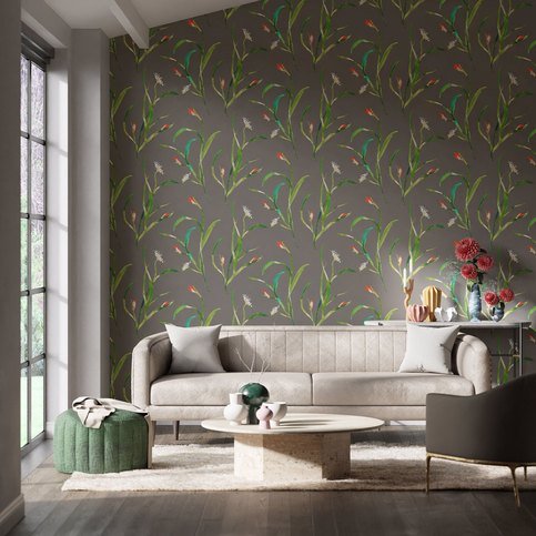 Saona Kiwi/Charcoal Wallcovering by Harlequin